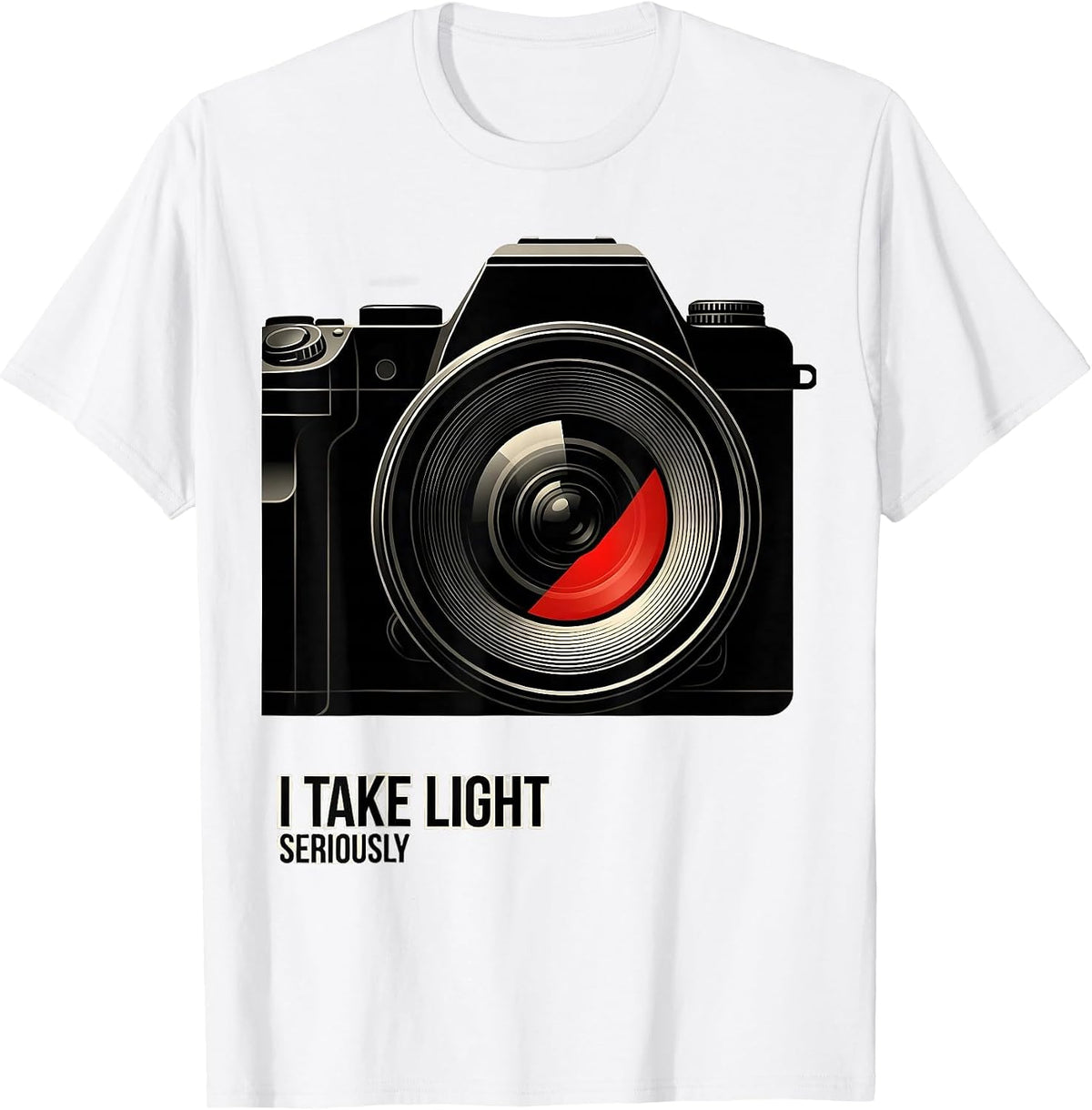 Men's I Take Light Seriously Funny Photography Hobbyist Camera T-Shirt - White