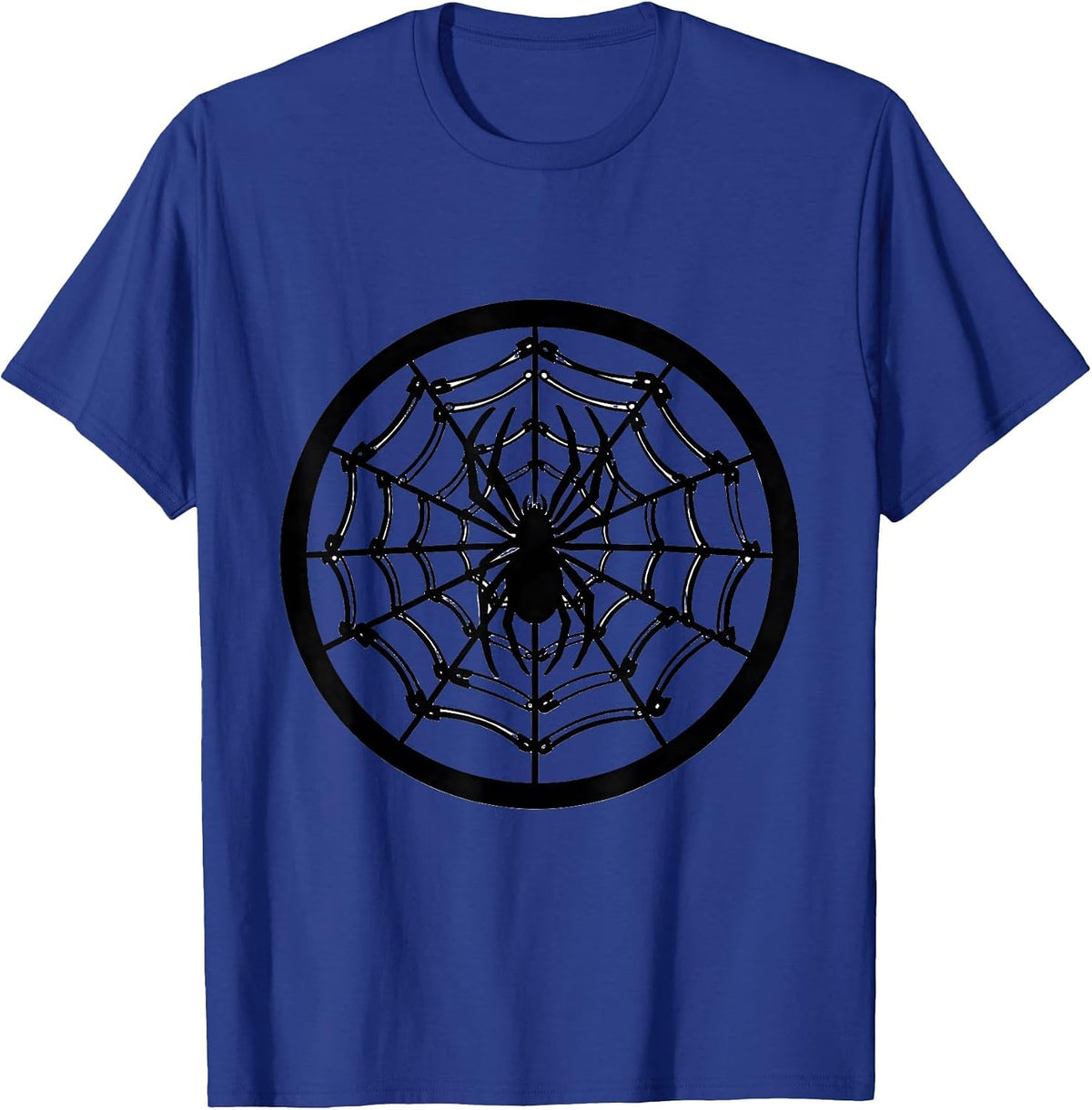 Punk Safety Pin Spider Web Graphic Tee T-Shirt - Royal Blue