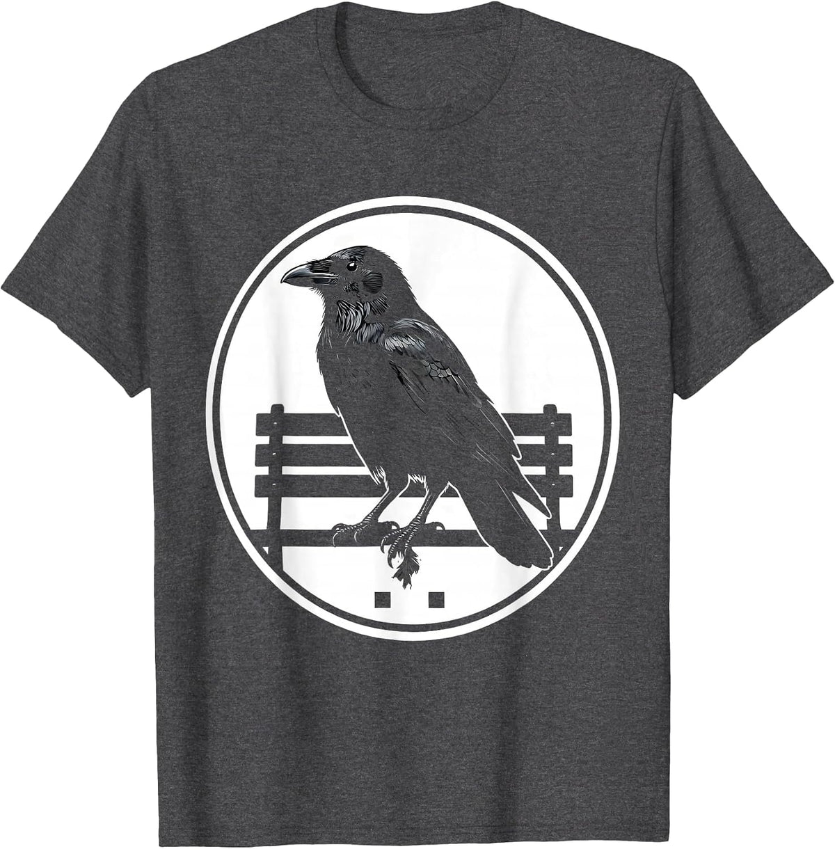 Men's Black Crow Silhouette Dark Humor Crow Lover Gift T-Shirt - Dark Heather Grey