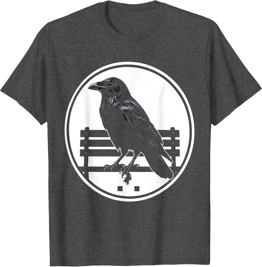 Men's Black Crow Silhouette Dark Humor Crow Lover Gift T-Shirt - Dark Heather Grey