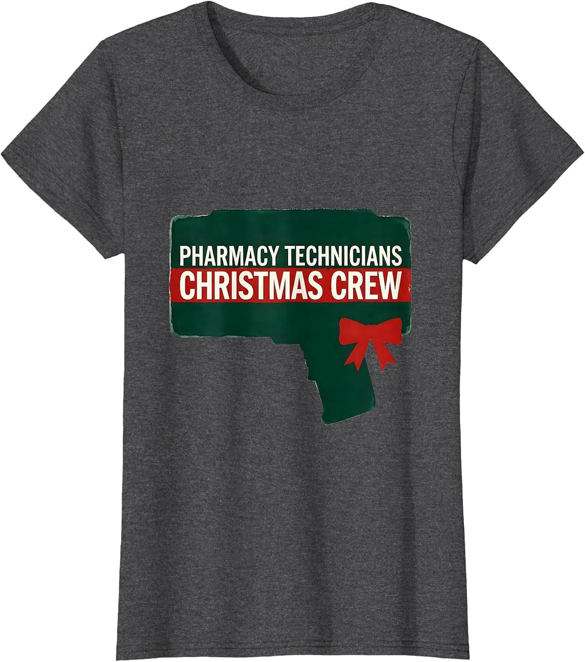 Women's Pharmacy Technicians Christmas Crew Funny Pharmacy Squad T-Shirt - Dark Heather Grey
