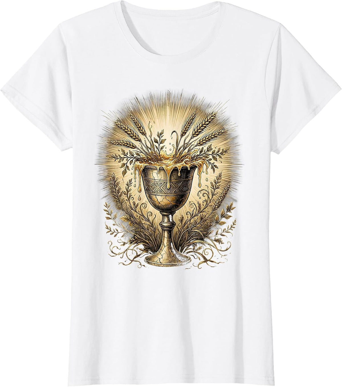 Overflowing Chalice Christian Faith Graphic T-Shirt - White