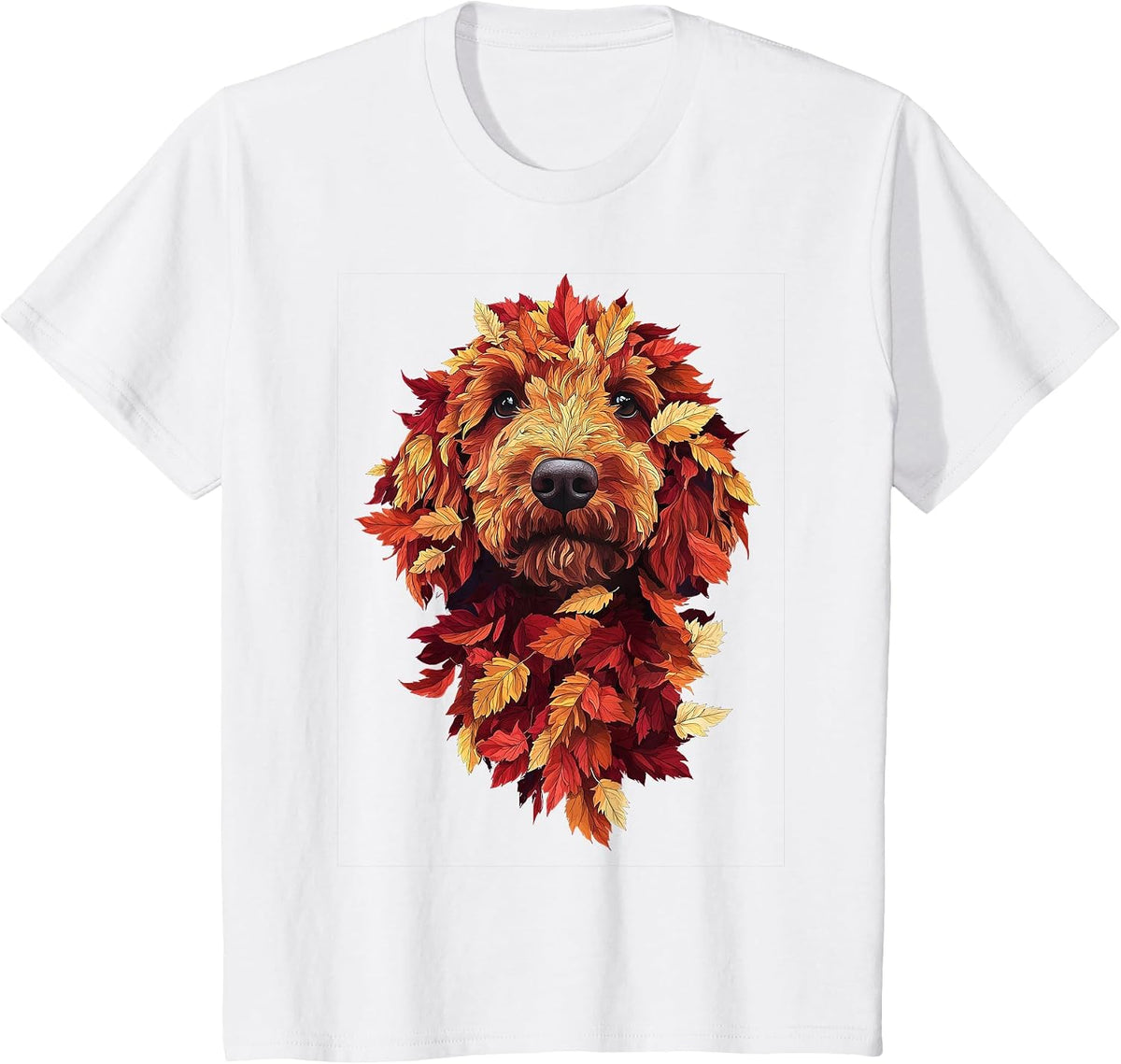 Goldendoodle Labradoodle Autumn Leaves Fall Dog Doodle Mom T-Shirt - White
