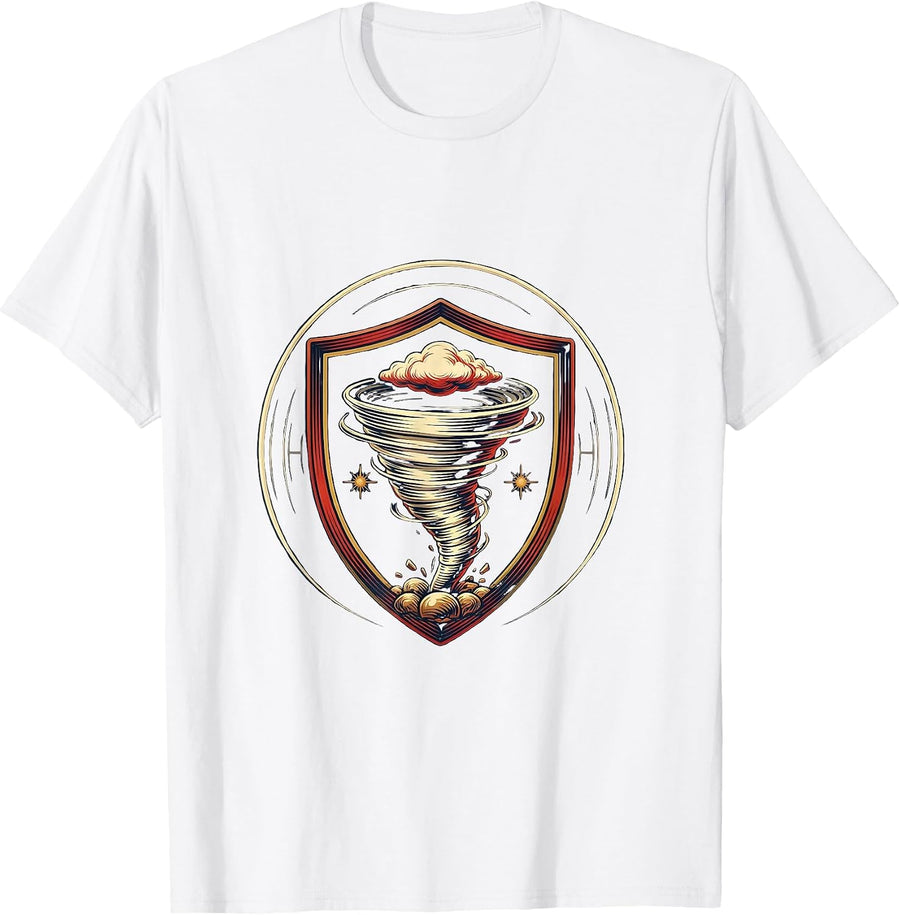 Men's Storm Chaser Tornado Emblem Meteorology Humor T-Shirt - White