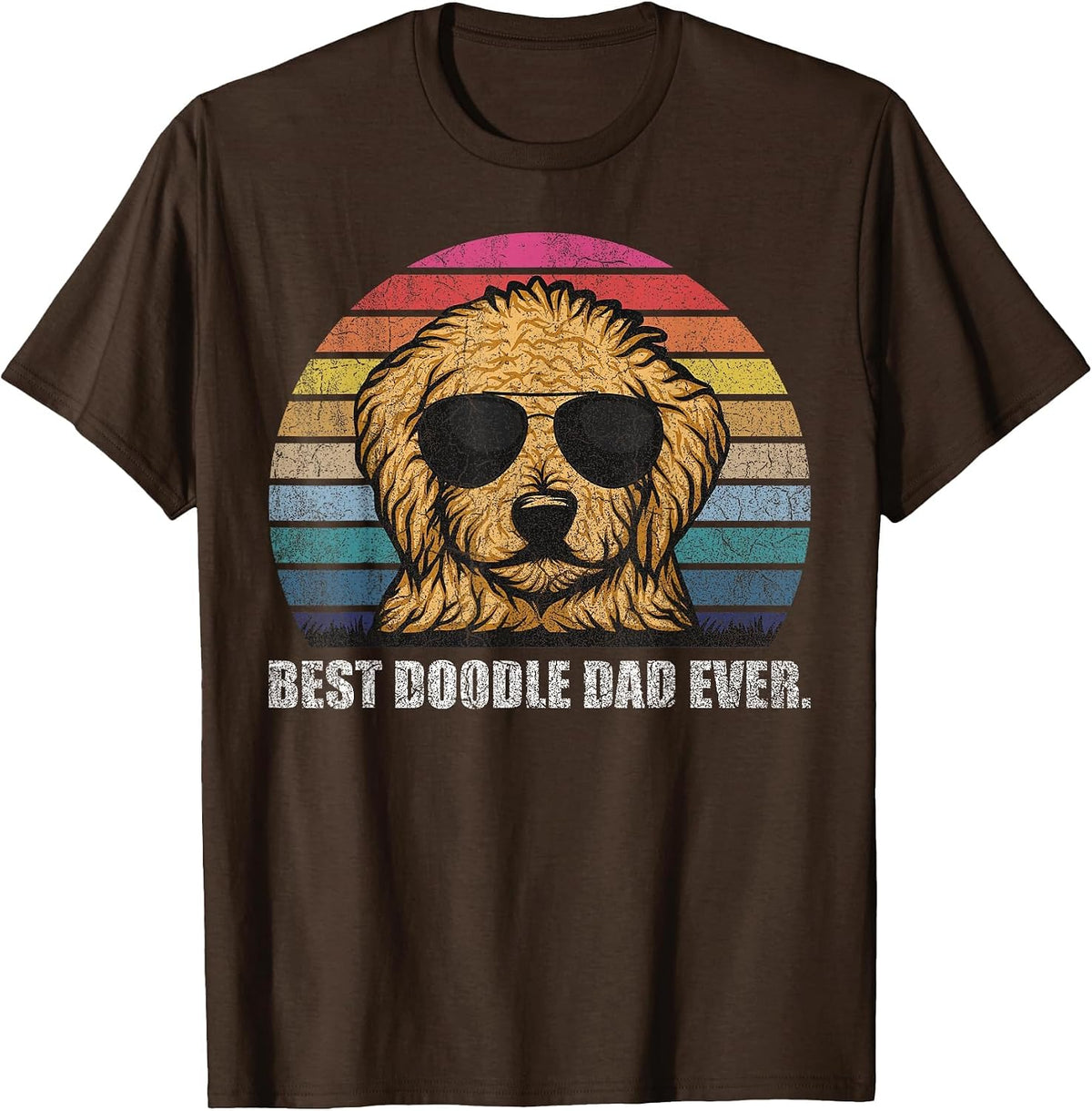 Best Doodle Dad Ever Shirt Vintage Retro Goldendoodle Dad T-Shirt - Brown