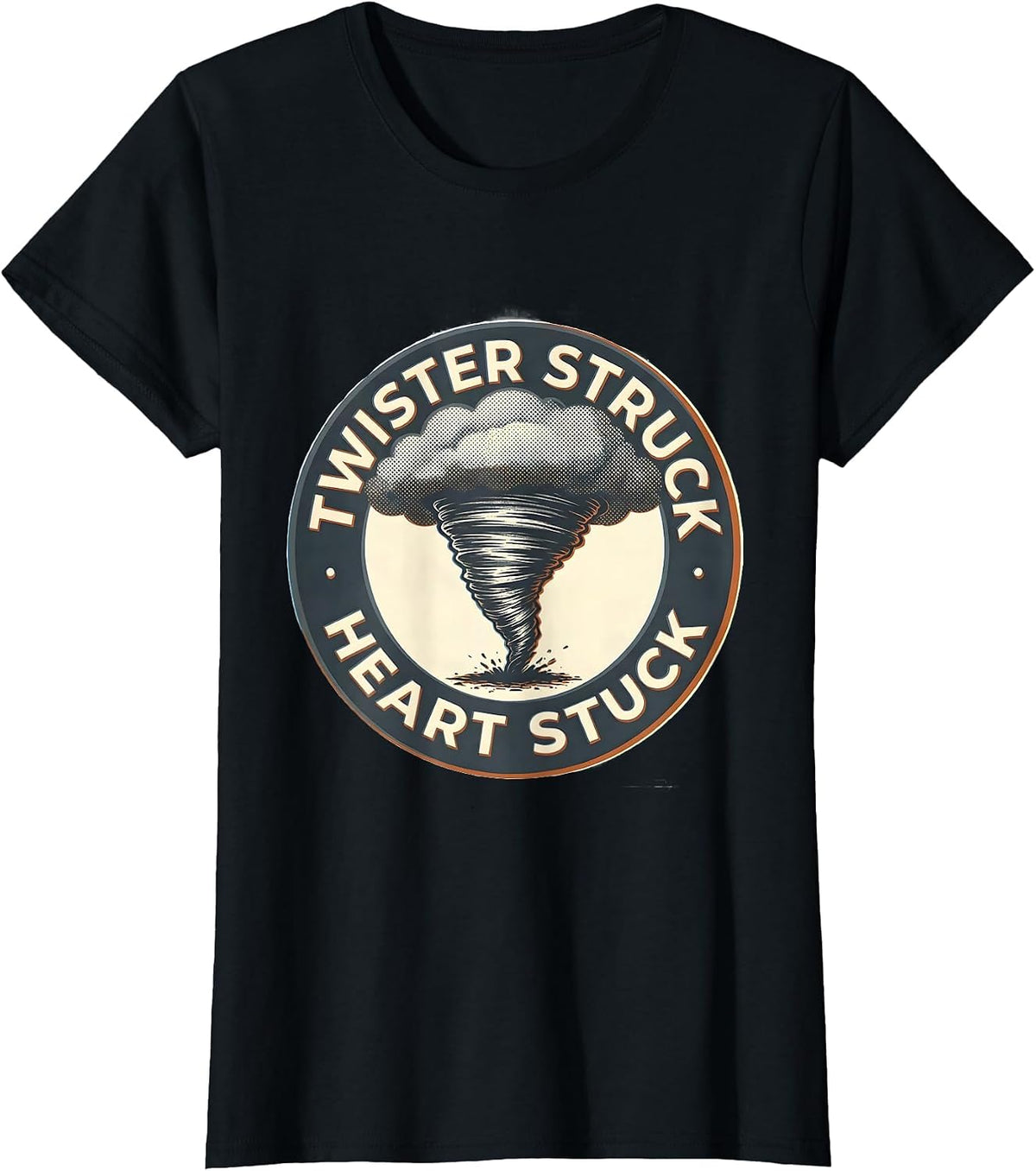 Twister Struck Heart Stuck Storm Chaser Tornado T-Shirt - Black