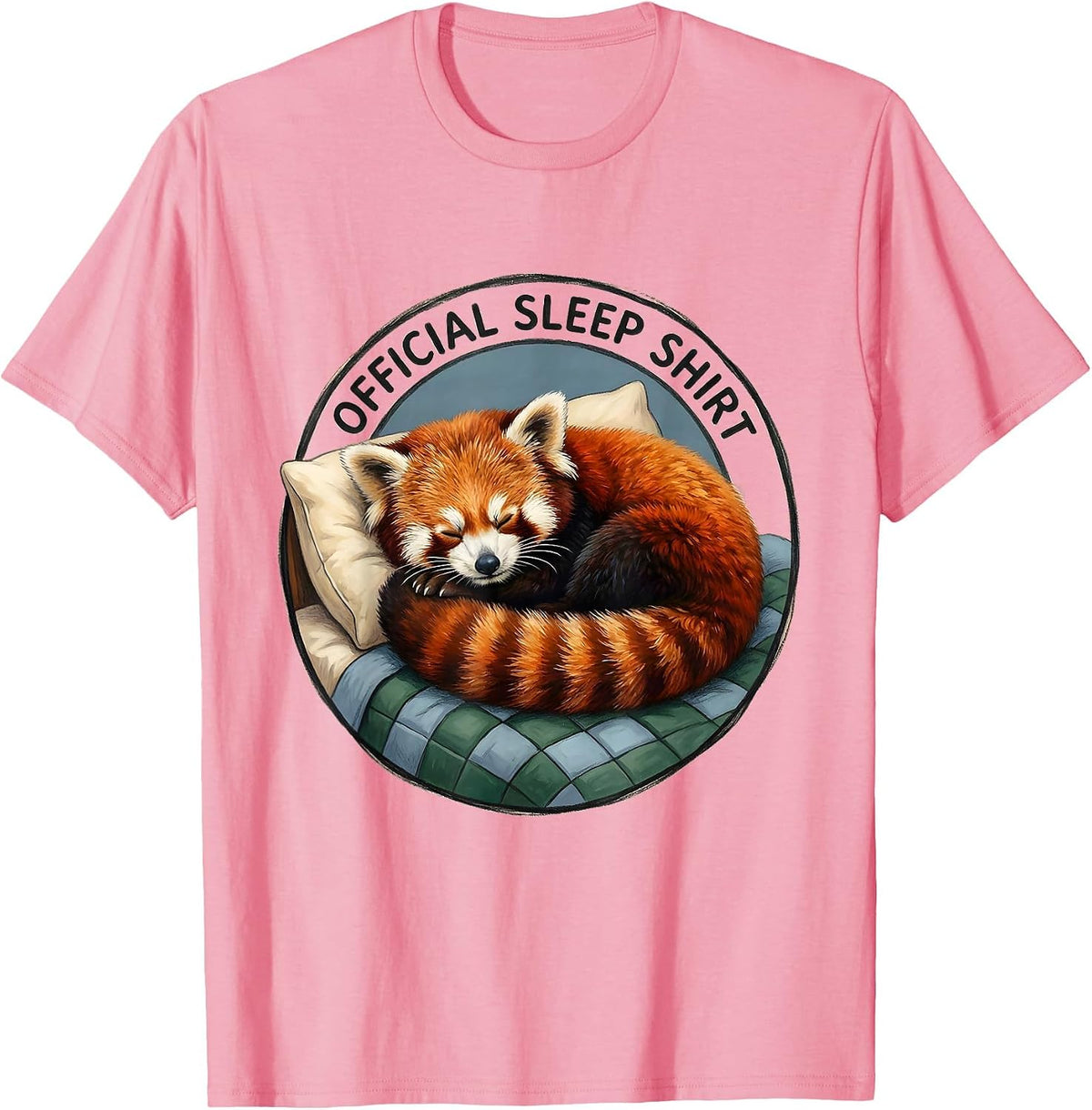 Men's Official Sleep Shirt Storybook Red Panda Animal Lover Pajama T-Shirt - Pink
