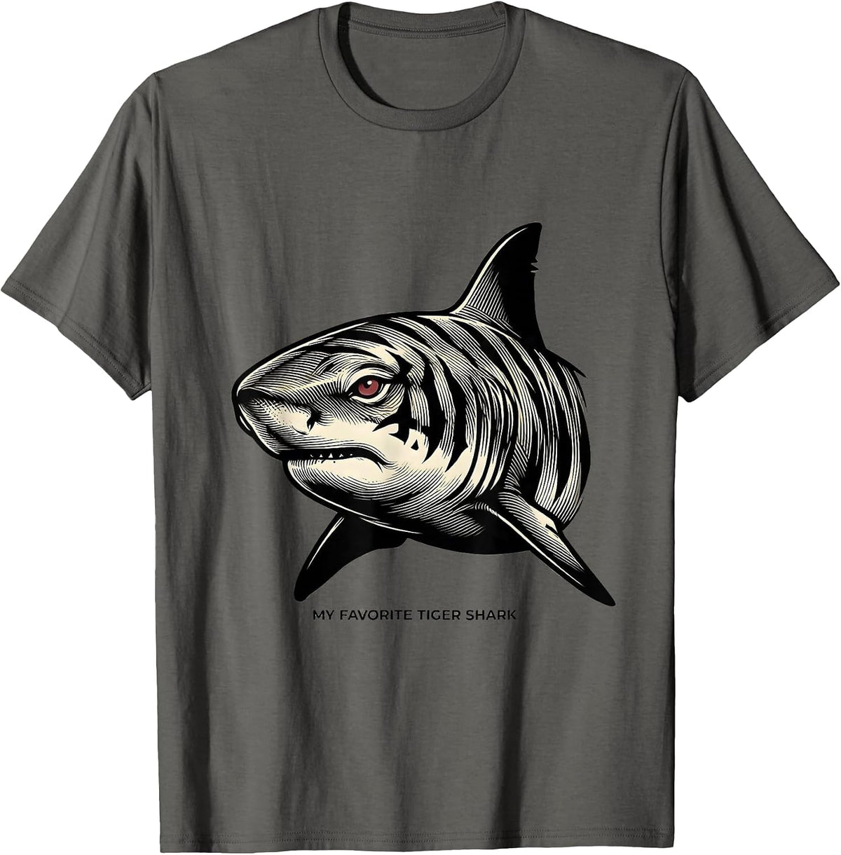 My Favorite Tiger Shark Tattoo Tiger Fan Animal Lover Art T-Shirt - Asphalt Grey