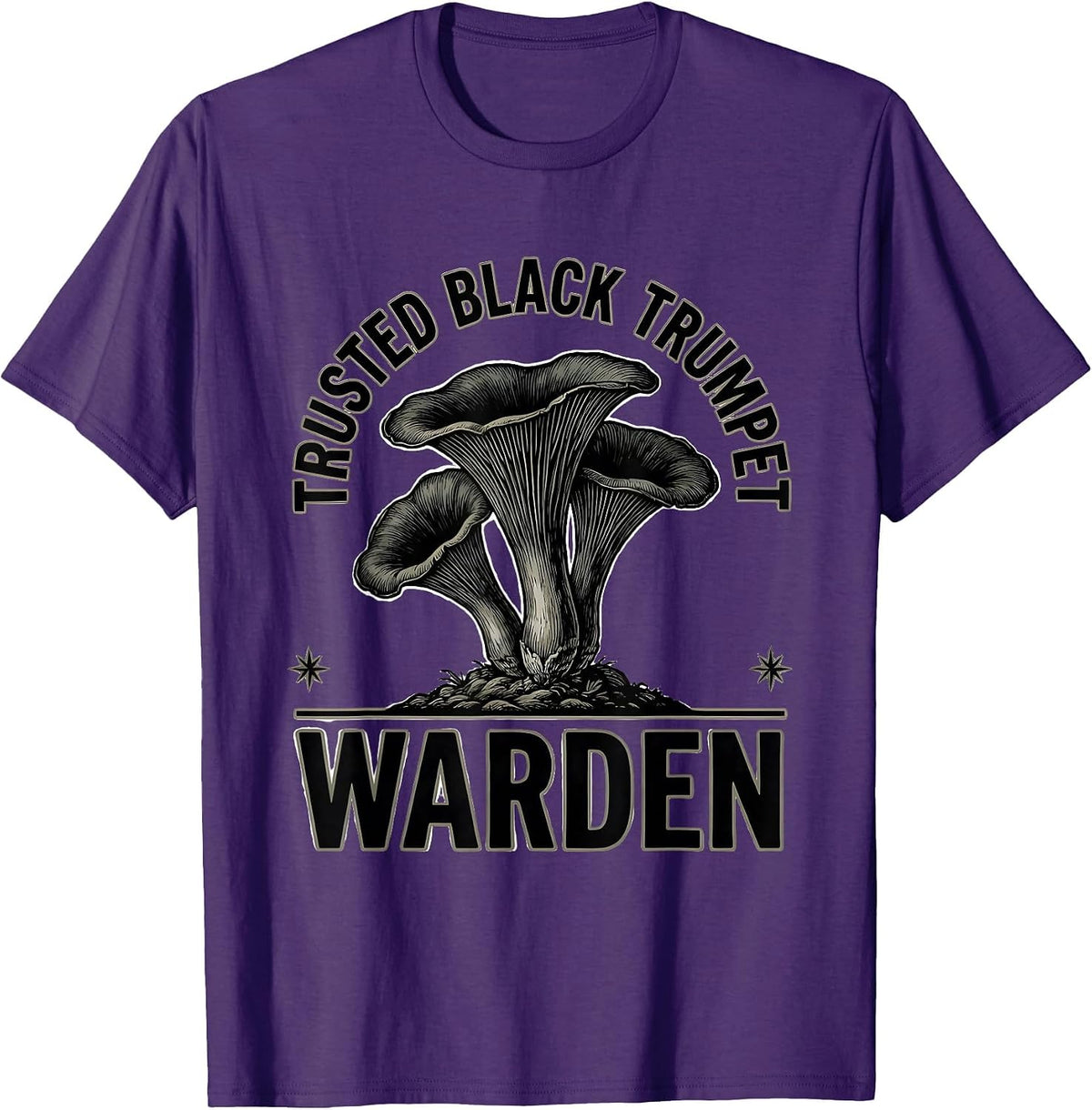 Men's Trusted Black Trumpet Warden Retro Mushroom Forager Gift T-Shirt - Purple