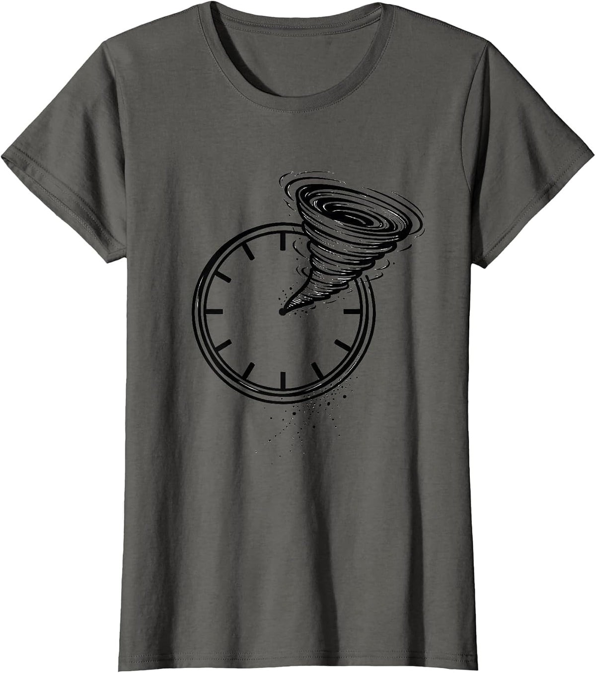 Women's Tornado Clock Line Art Storm Chaser Weather Enthusiast T-Shirt - Asphalt Grey