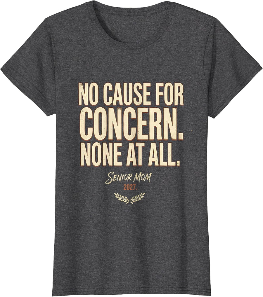 Women's No Cause For Concern Senior Mom Vintage Class Of 2027 T-Shirt - Dark Heather Grey
