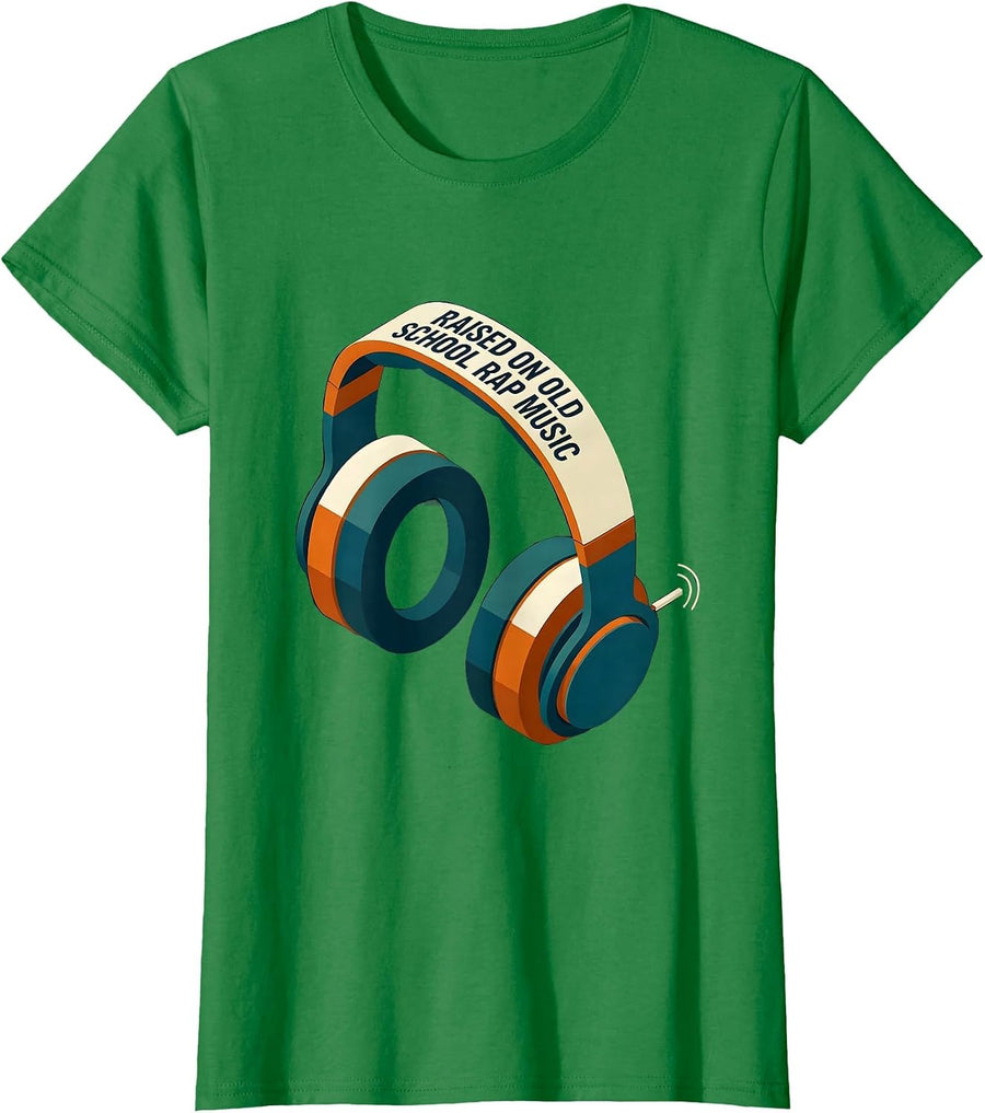 Women's Raised On Old School Rap Music Retro Hip Hop Nostalgia 80s T-Shirt - Kelly Green