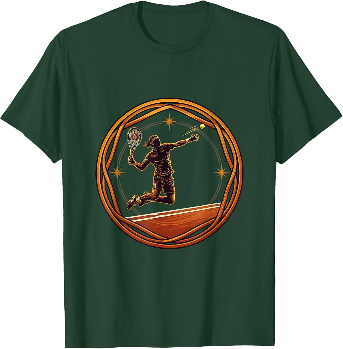 Tennis Diving Volley Full Stretch Graphic T-Shirt - Dark Green