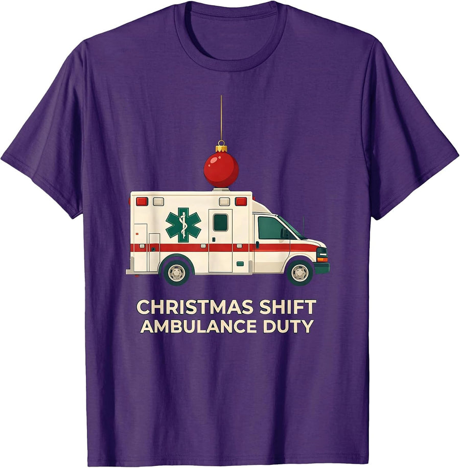 Men's Christmas Shift Ambulance Duty EMS Paramedic Gift T-Shirt - Purple