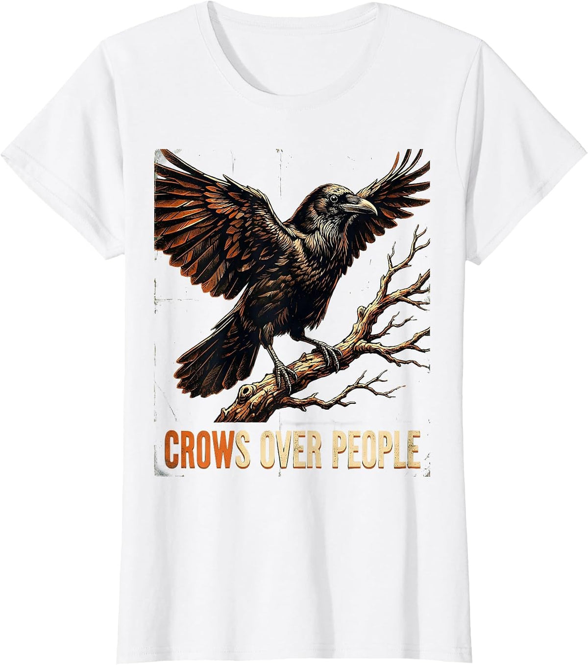 Crows Over People Dark Crow Lover Design T-Shirt - White