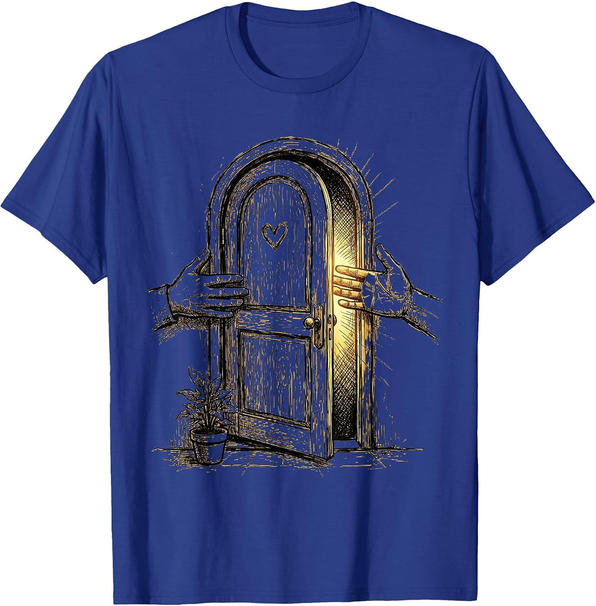 Social Worker Open Door Warm Light Graphic Tee T-Shirt - Royal Blue