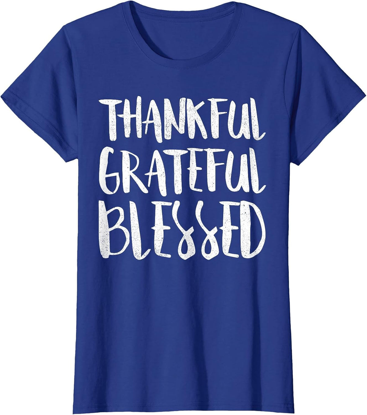Thankful Grateful Blessed Shirt Adult Kids Thanksgiving Day T-Shirt - Royal Blue
