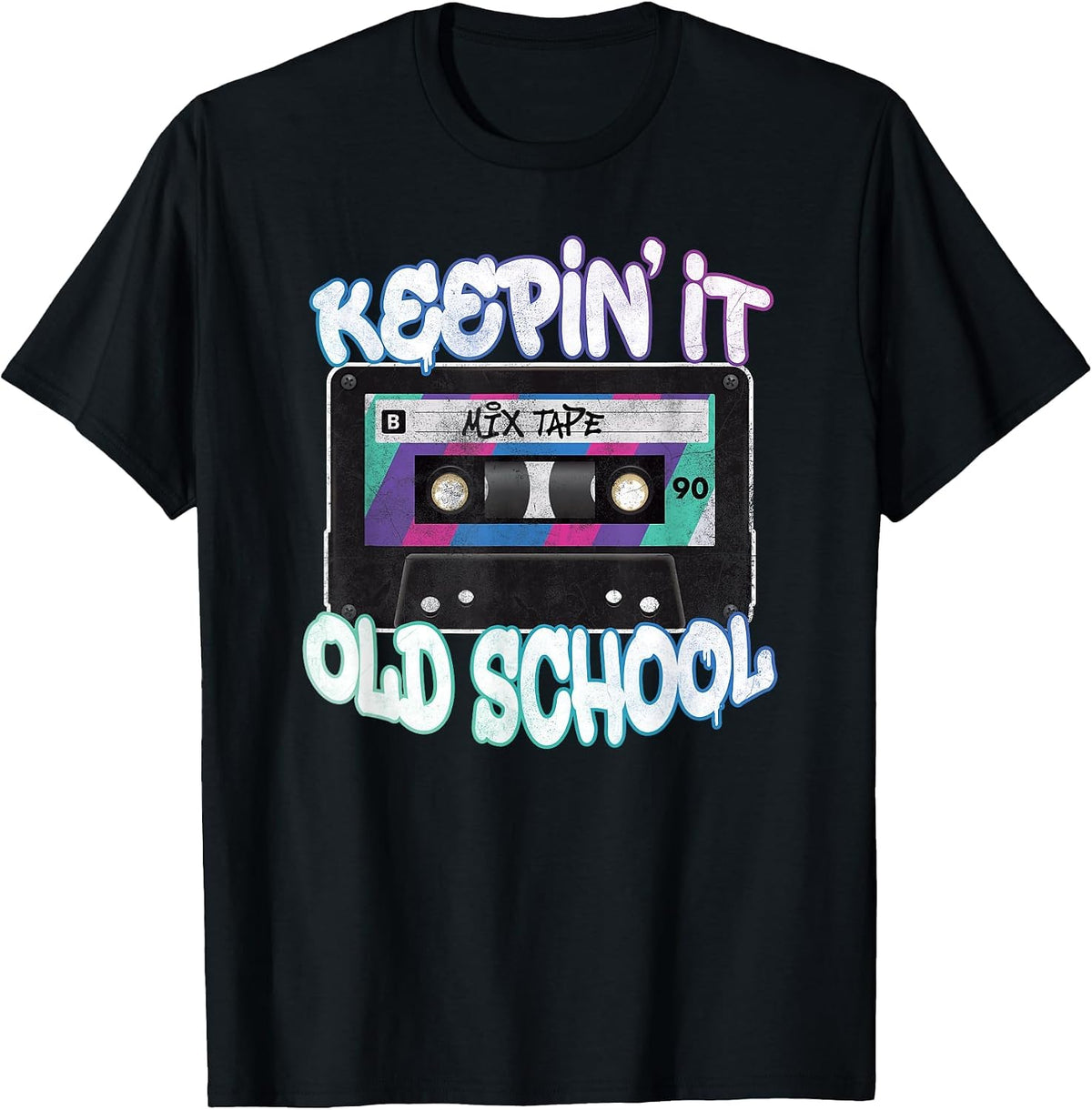 Keepin 'It Old School Retro Cassette Tape Music T-Shirt - Black