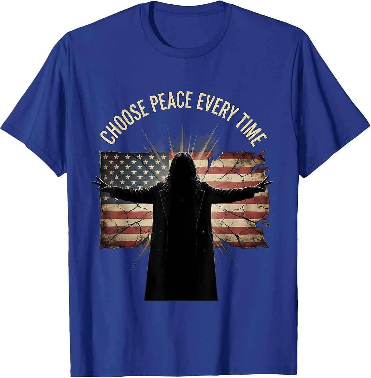 Men's Choose Peace Every Time Hippie Design T-Shirt - Royal Blue