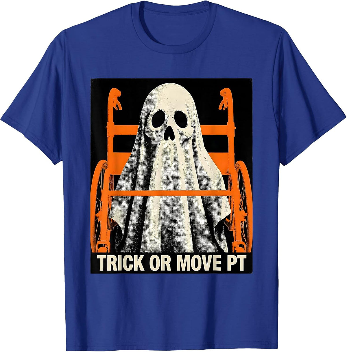 Men's Trick Or Move PT Funny Physical Therapy Ghost Halloween T-Shirt - Royal Blue