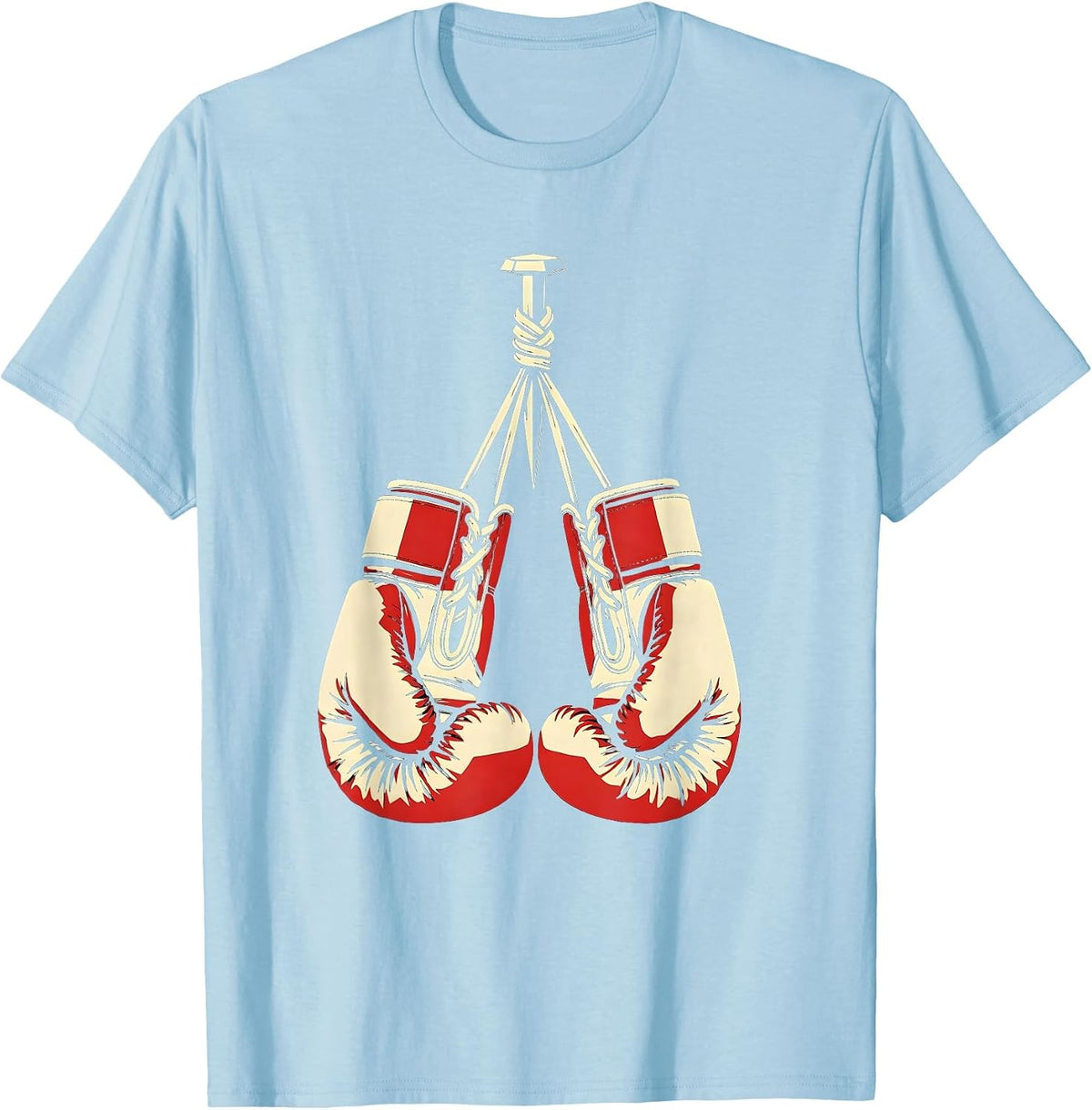 Men's Boxing Gloves Hanging on Nail Graphic T-Shirt - Baby Blue