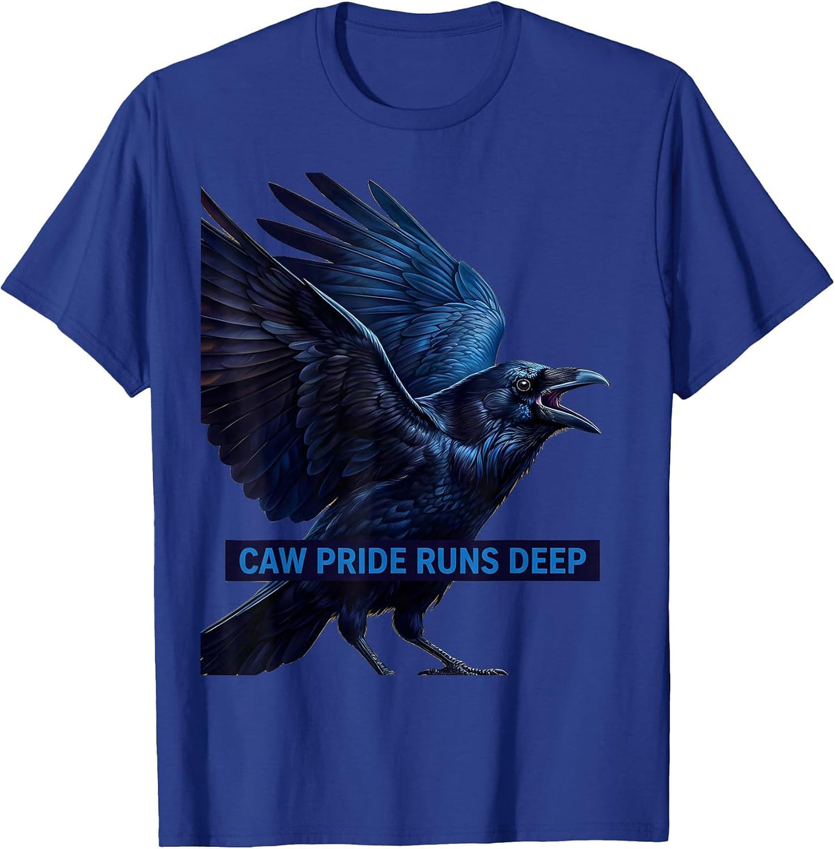 Men's CAW Pride Runs Deep Crow Lover Design T-Shirt - Royal Blue