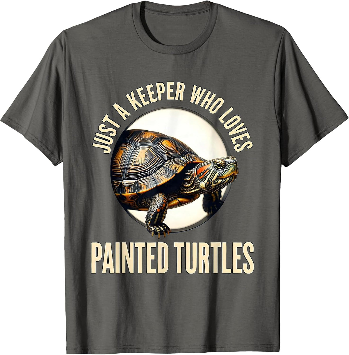 Men's Just A Keeper Who Loves Painted Turtles Reptile Lover T-Shirt - Asphalt Grey