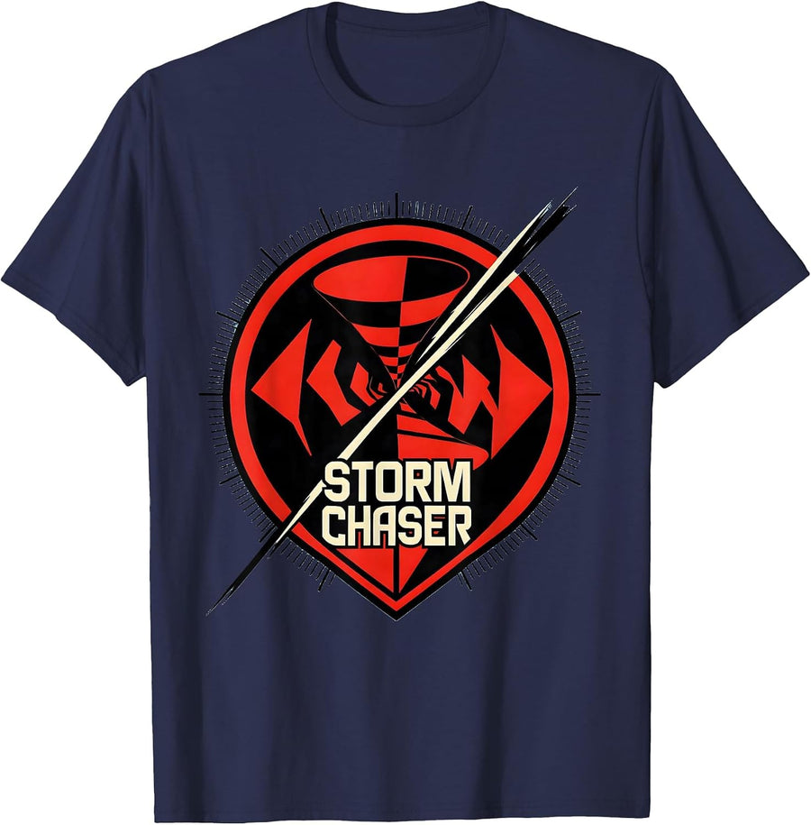 Storm Chaser Constructivist Poster Meteorology Enthusiast T-Shirt - Navy Blue