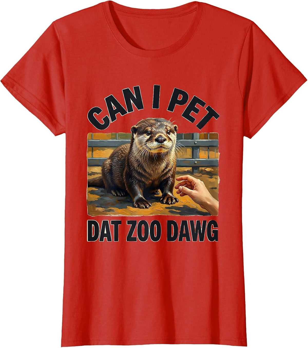 Can I Pet Dat Zoo Dawg Funny Bear Meme Animal Lover T-Shirt - Red