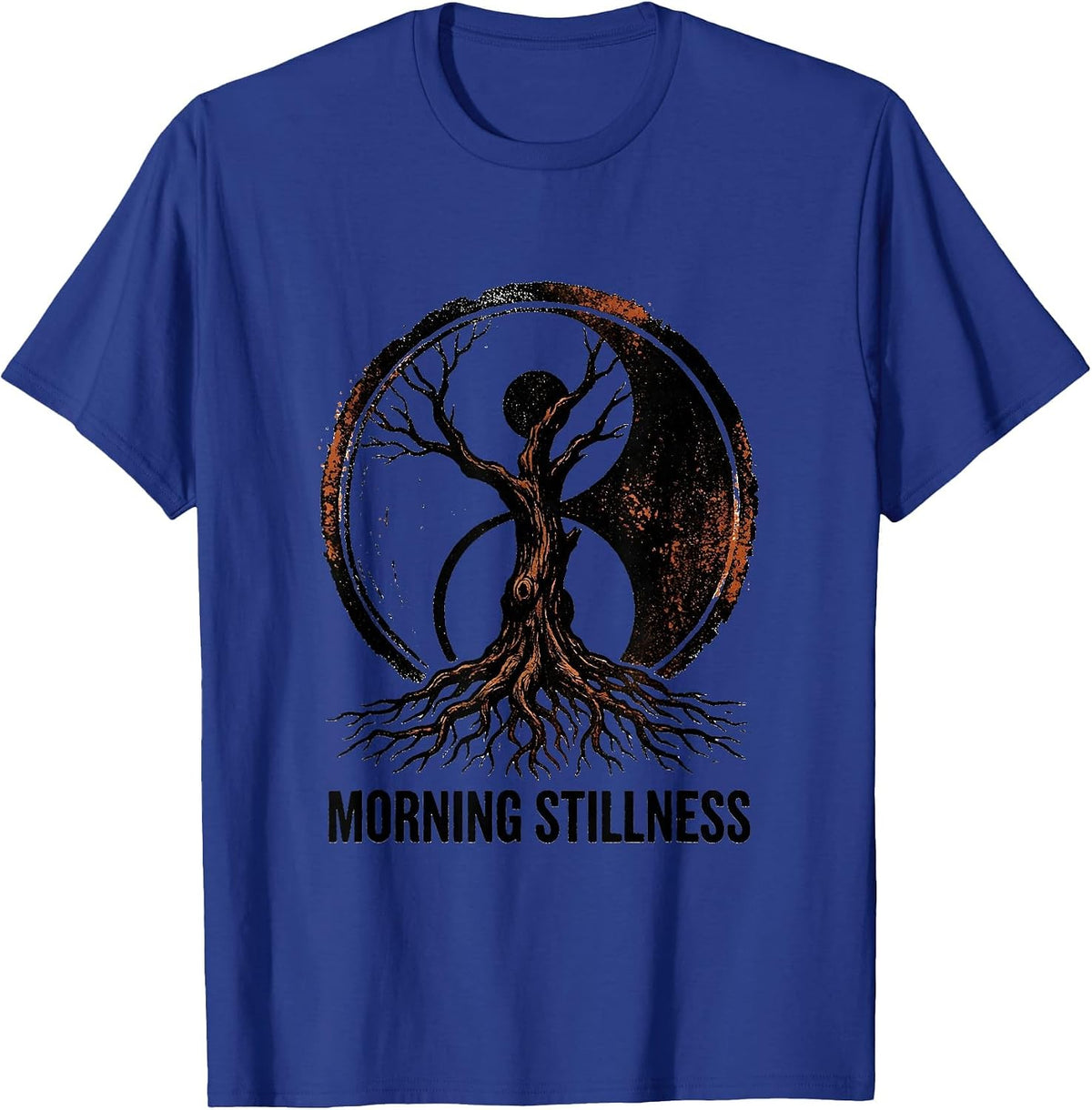 Morning Stillness Rubber Stamp Tai Chi Mind Body Balance T-Shirt - Royal Blue