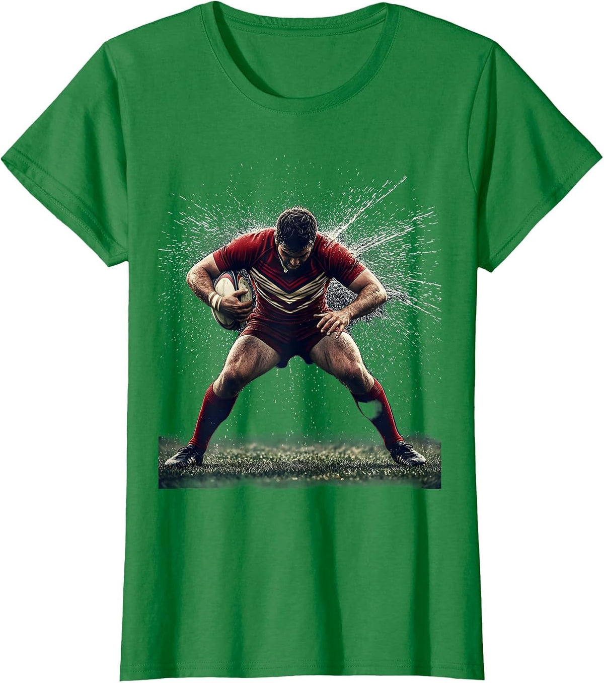 Rugby Tackle Impact Graphic Design T-Shirt - Kelly Green