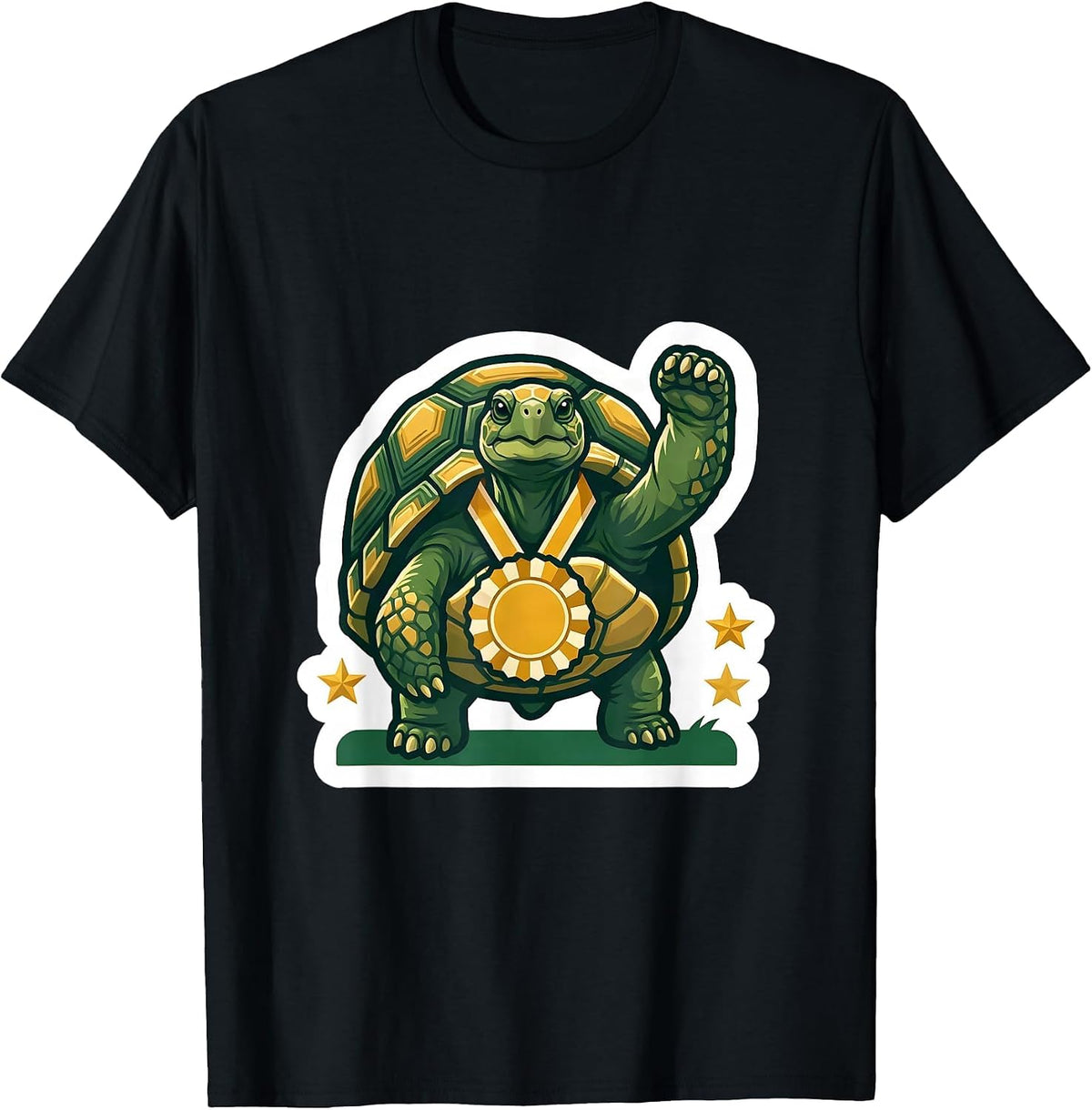 Men's Compact Die-Cut Tortoise Sticker Funny Animal Lover Humor T-Shirt - Black