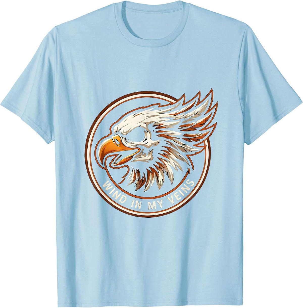 Men's Wind In My Veins Biker Graphic Design T-Shirt - Baby Blue