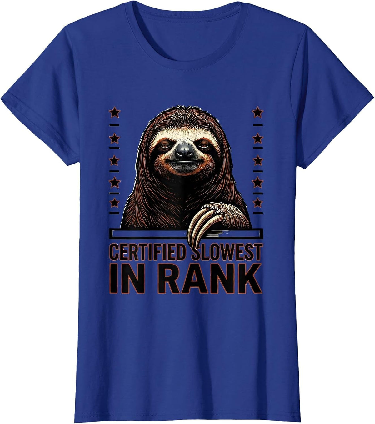 Women's Certified Slowest In Rank Funny Sloth Lover Gift T-Shirt - Royal Blue