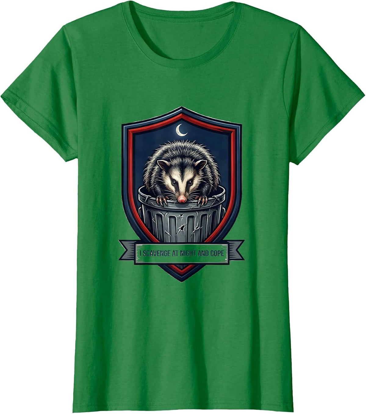 I Scavenge At Night And Cope Funny Opossum Meme Humor T-Shirt - Kelly Green