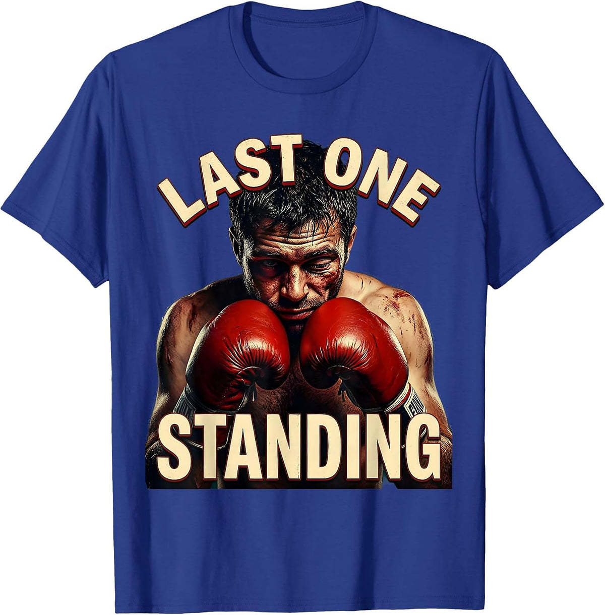 Men's Last One Standing Boxing Graphic Design T-Shirt - Royal Blue