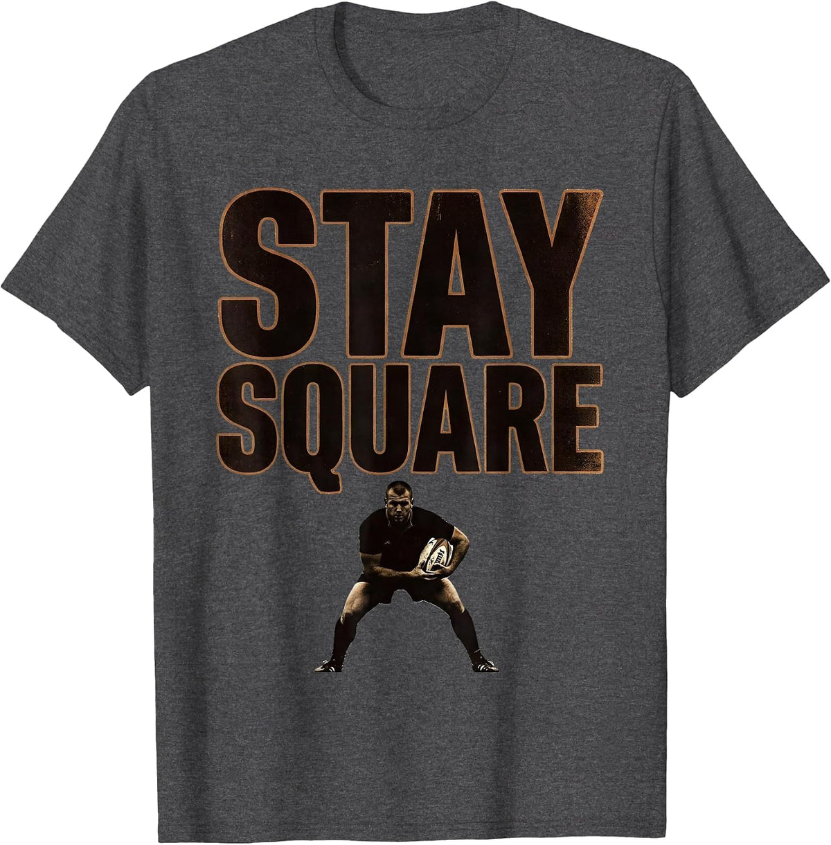 Men's Stay Square Funny Rugby Player Coach Fan Vintage Humor T-Shirt - Dark Heather Grey