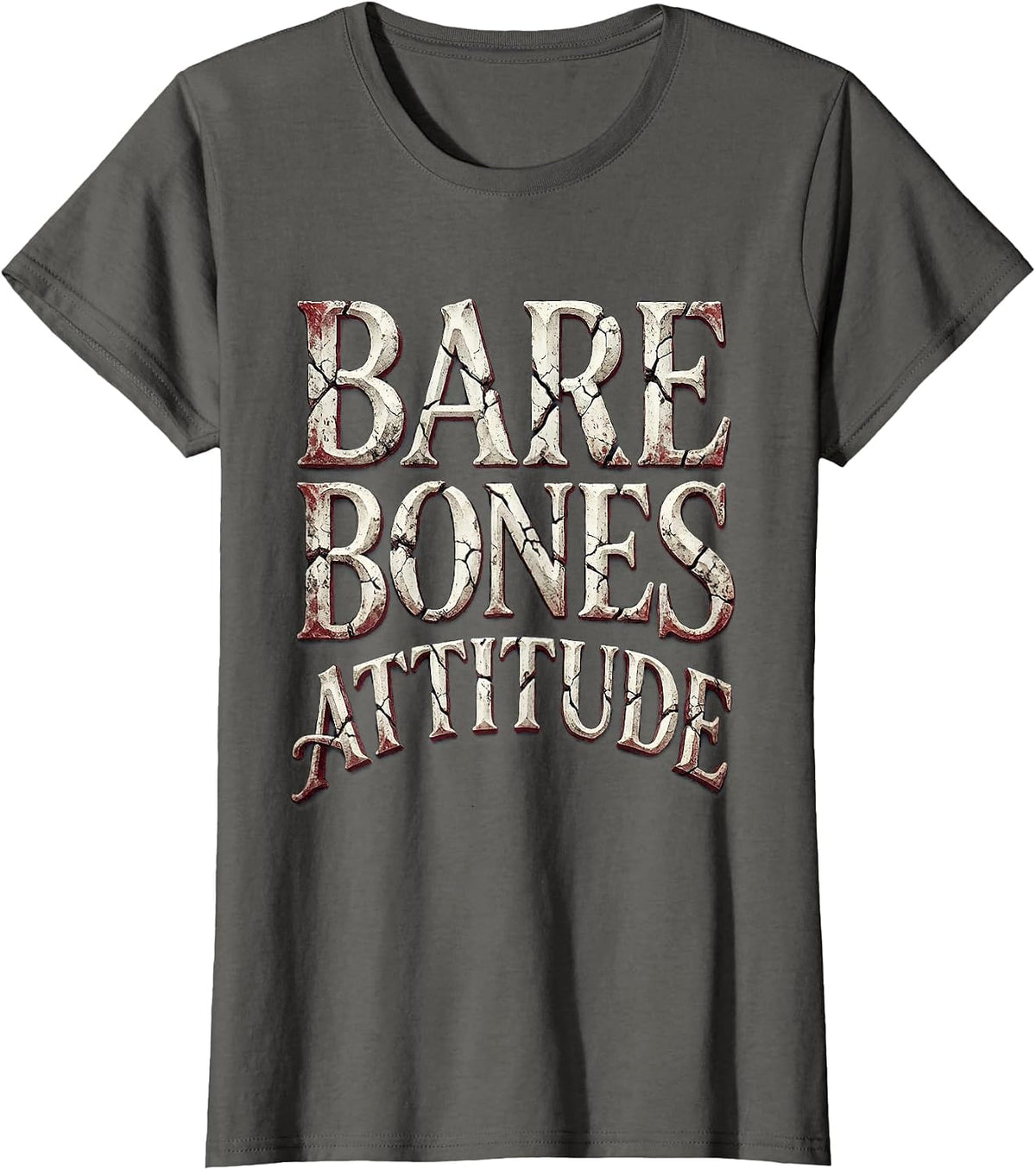 Women's Bare Bones Attitude Skeleton Graphic Design T-Shirt - Asphalt Grey