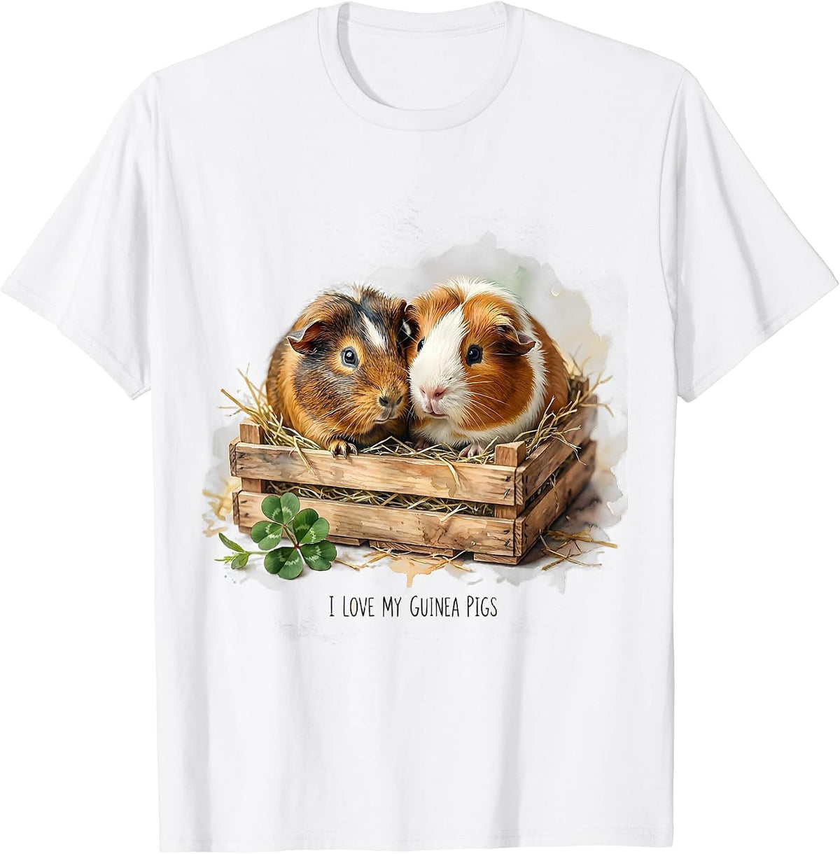 Men's I Love My Guinea Pigs Cute Watercolor Pet Lover Gift T-Shirt - White