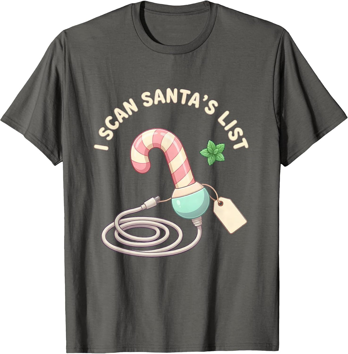 Men's I Scan Santa's List Cute Kawaii Sonographer Ultrasound Tech T-Shirt - Asphalt Grey