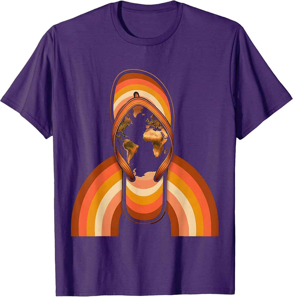World Map Sandal Sole Adventure Graphic T-Shirt - Purple