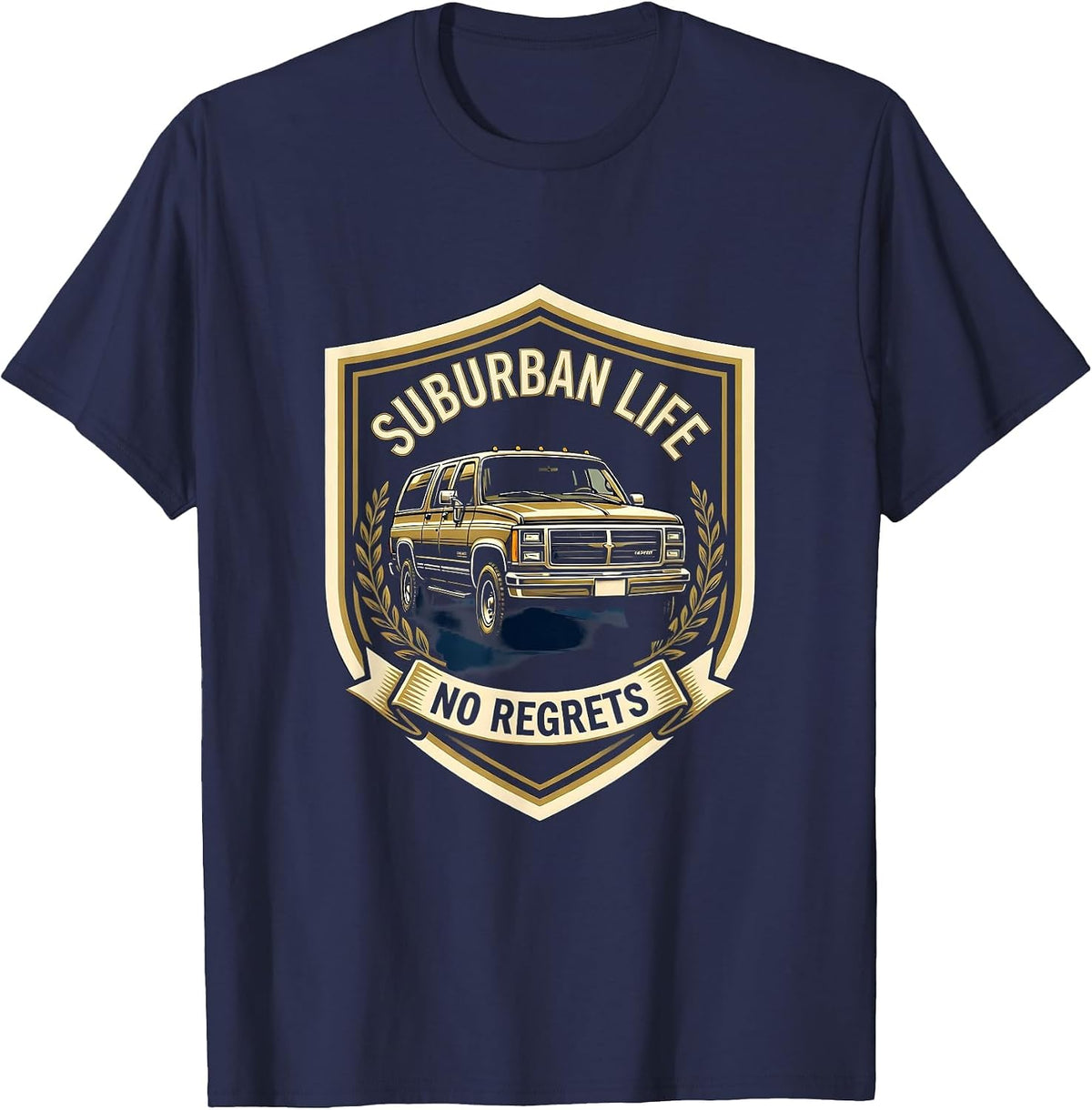 Suburban Life, No Regrets Classic Truck Emblem T-Shirt - Navy Blue