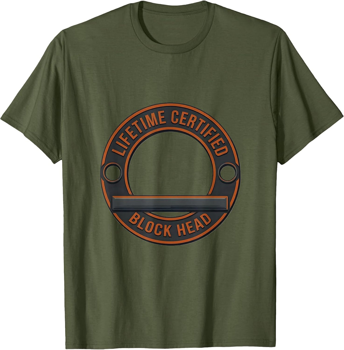 Lifetime Certified Block Head Funny Mechanic Garage Gift T-Shirt - Olive Green