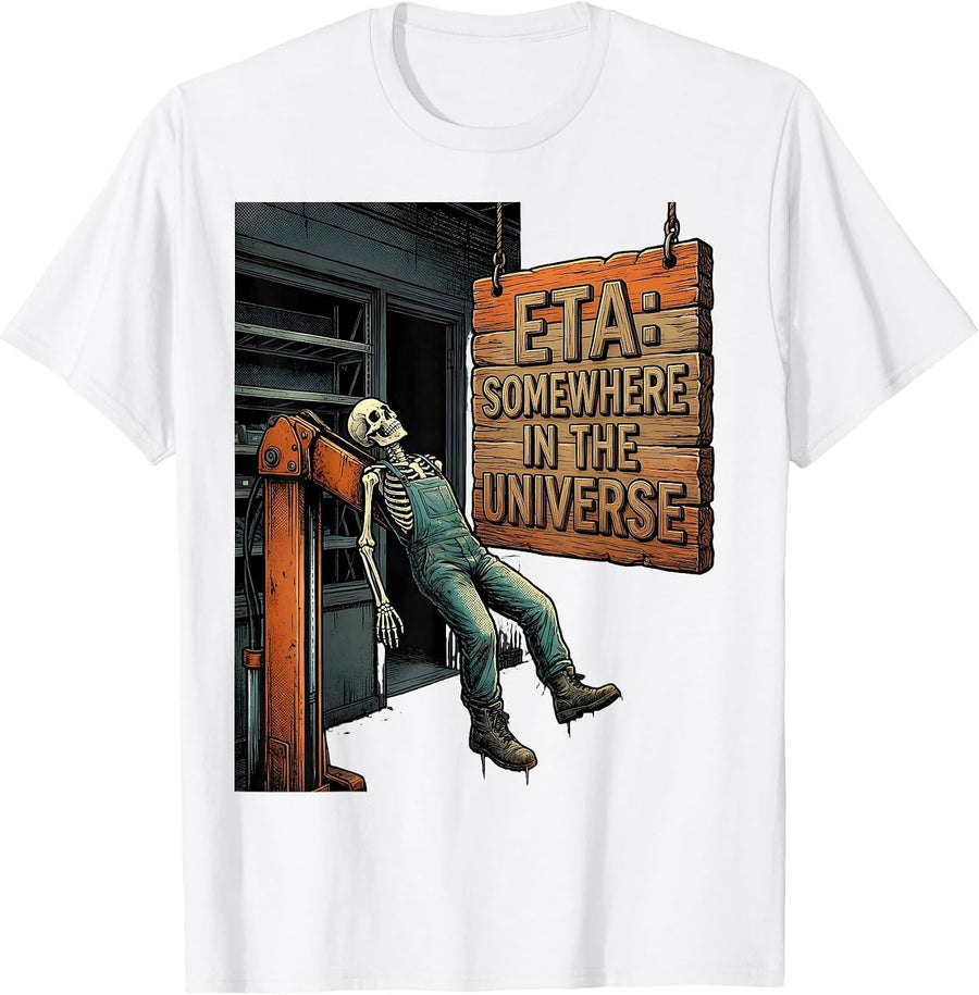 Men's ETA: Somewhere In The Universe Funny Mechanic Auto Repair T-Shirt - White