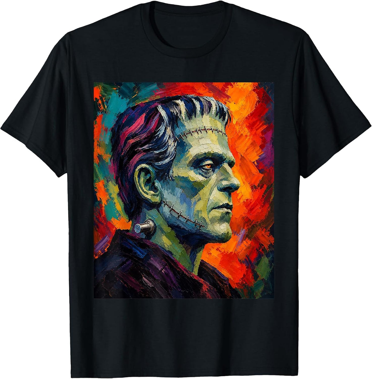 Frankenstein and Bride The Lover Halloween Matching Couple T-Shirt - Black