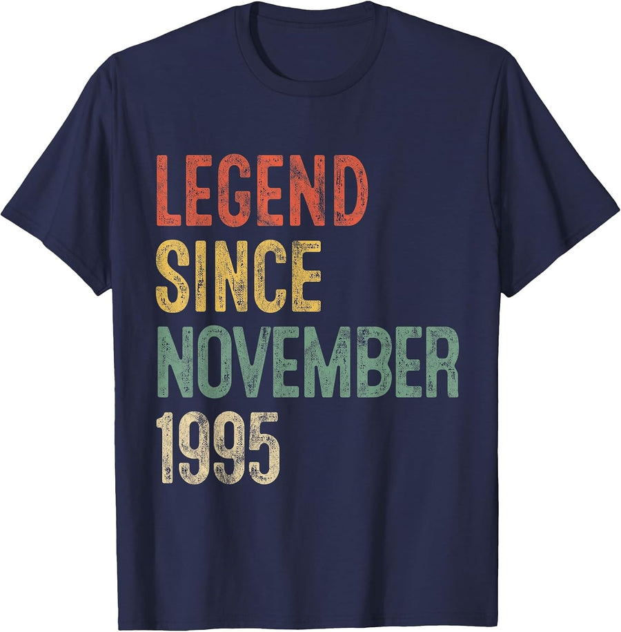 Legend November 1995 30th Birthday Men Women 30 Year Old T-Shirt - Navy Blue