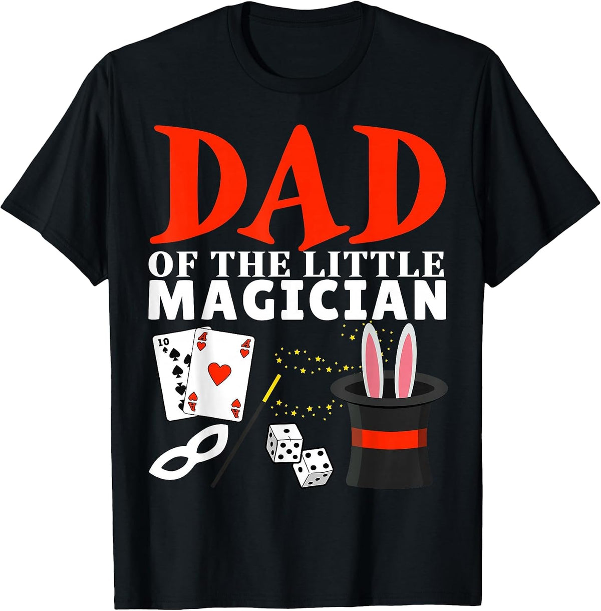 Dad of The Little Magician Birthday Party Kids Magic Theme T-Shirt - Black