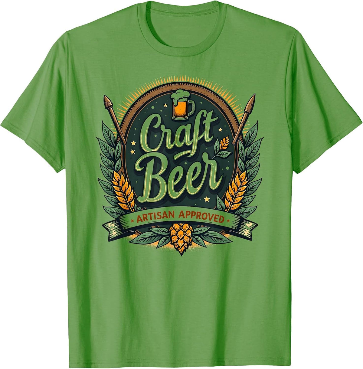 Craft Beer Artisan Approved Brewing Design T-Shirt - Grass Green