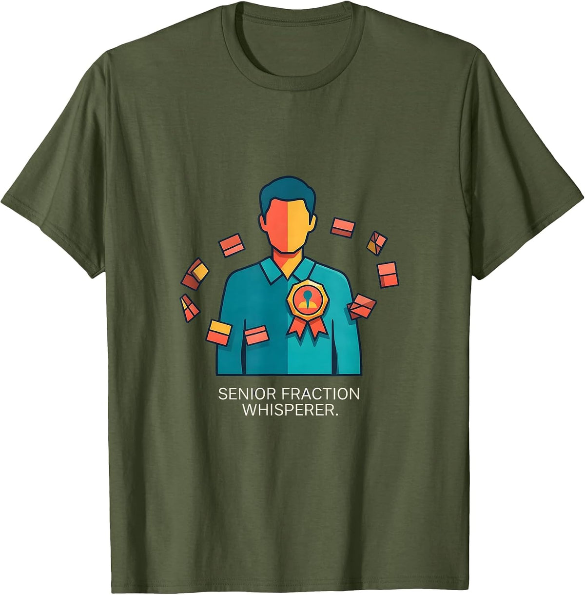 Men's Senior Fraction Whisperer Funny Math Teacher Gift Humor T-Shirt - Olive Green