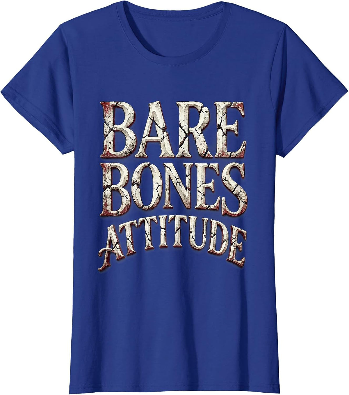 Women's Bare Bones Attitude Skeleton Graphic Design T-Shirt - Royal Blue